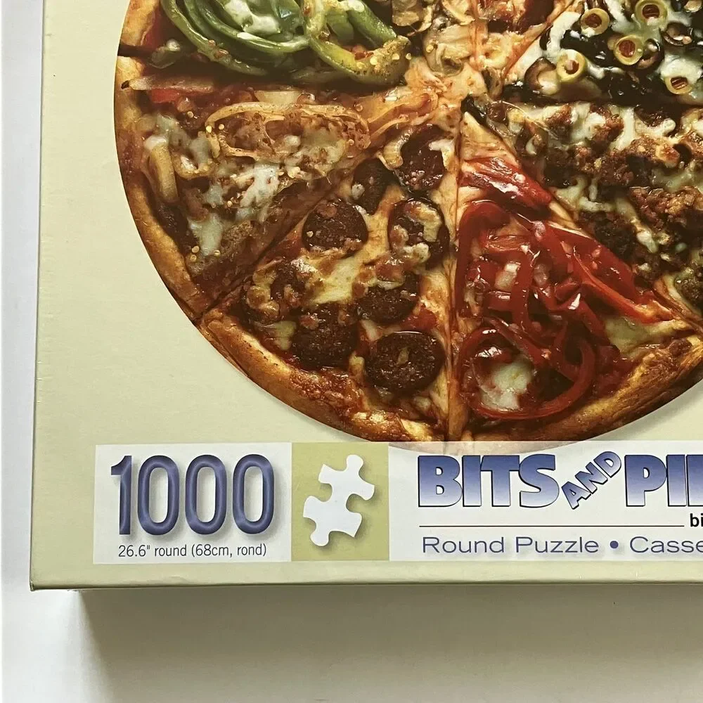 Pizza Pie Jigsaw Puzzle Bits and Pieces 1000 Round Puzzle NEW Sealed